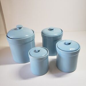 Set of Retro Baby Blue Kitchen Canisters